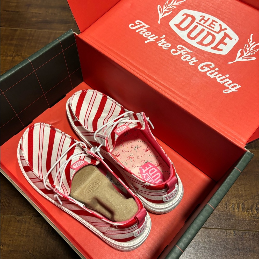 Hey Dude Candy Cane Striped Shoes